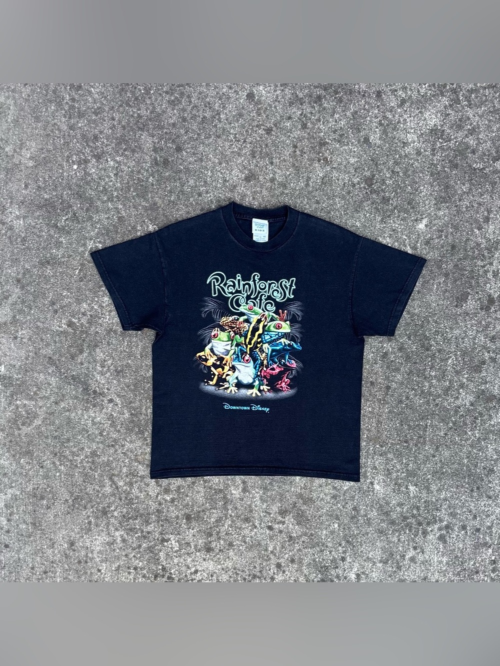 RARE 90s Vintage Rain Forest Cafe Kids Boys XL Frog Animal Graphic T-Shirt Tee